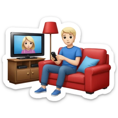 person watching a movie on the TV in their living room sticker