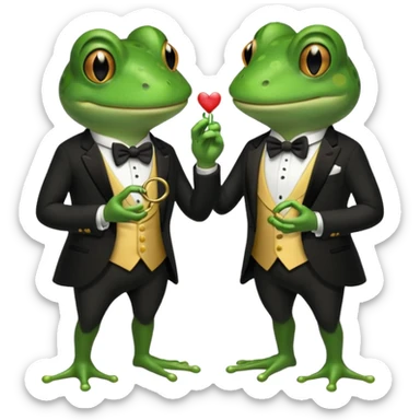 two frogs getting married sticker