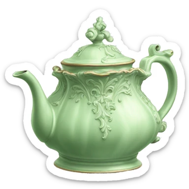Realistic Pale Green vintage rococo teapot sticker
