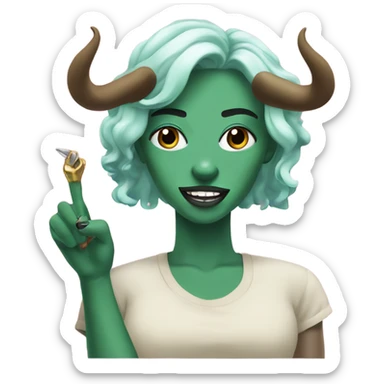 taurus with baddie nails sticker