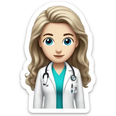 Brown hair blue eyes white girl doctor  sticker