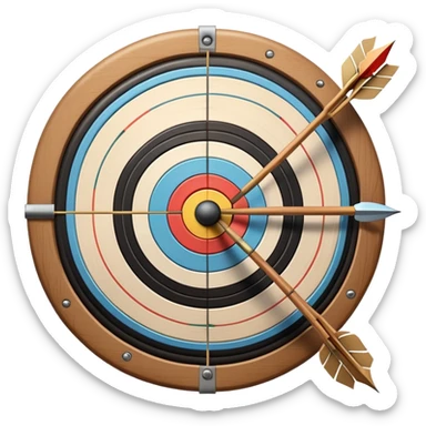 A bow with arrows drawn and ready, aimed at a target with concentric rings. The focus is on the elegance and precision of archery, with the target clearly visible in the background, symbolizing skill and concentration in the sport. sticker