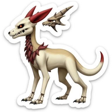 Skeletal Cubone-Marowak-Zoroark-Anubis-Wendigo-Fakémon-hybrid-creature (full body), 4 legs sticker