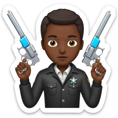 Un persona mala con pistolas y plata sticker