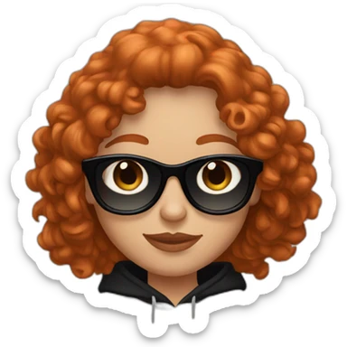 A freckled redhead wearing a black hoodie and Y2K sunglasses. sticker