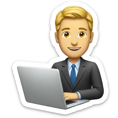 white man with laptop sticker