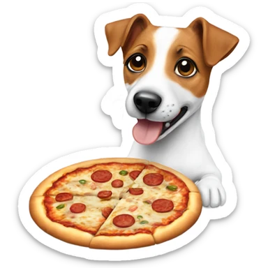 Jack Russell terrier eating pizza sticker