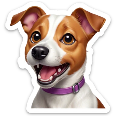 Cinematic Comical Jack Russell Terrier Portrait Emoji, Head tilted dramatically with an exaggeratedly shocked expression, featuring a perky, agile body with wide, comically expressive eyes full of playful disbelief and animated, perked ears, Simplified yet hilariously expressive features, highly detailed, glowing with a slightly sassy glow, high shine, dramatic yet playful, stylized with an air of cheeky canine mischief, soft glowing outline, capturing the essence of a meme-worthy Jack Russell Terrier that looks ready to side-eye its way into viral fame! sticker