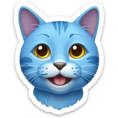 BLUE SMILING CAT E 2D sticker