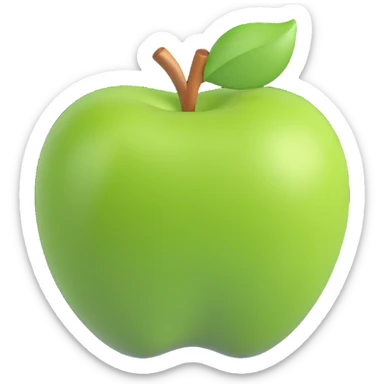 3D emoji style, realistic and fresh green apple icon without eyes, nose, or mouth, no background sticker