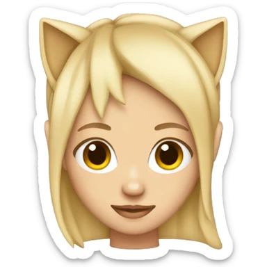 Blonde Girl with cat ear hat on sticker