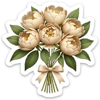 beige peonies bouquet sticker