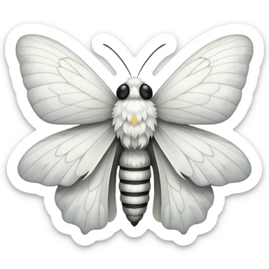 White fluffy moth sticker