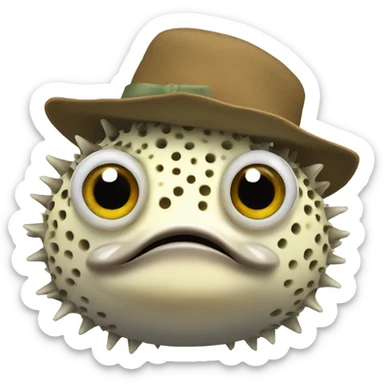 A Pufferfish with sloth hat sticker