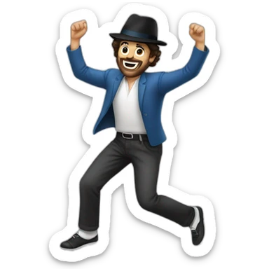 Jewish man disco dancing wearing kippah sticker