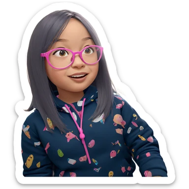 girl with pink glasses indoors sticker