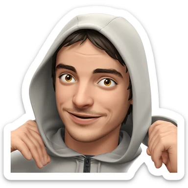 smiling boy with hood up sticker