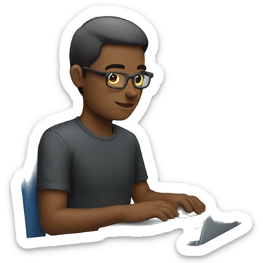 person typing on laptop sticker