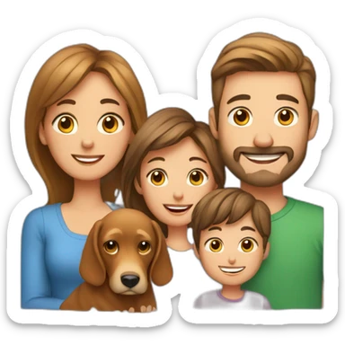 husband with wife, two sons and dog and cat sticker