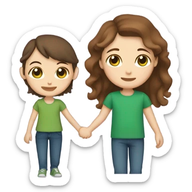 Girl with Brown Hair and Green eyes Holding Hands with Boy with Brown hair and Brown eyes  sticker
