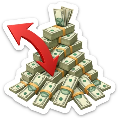 a pile of money with red arrow up with a strategy paper background sticker