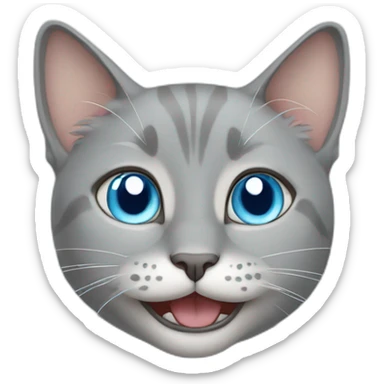 happy gray blue-eyed cat sticker