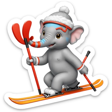 skiing elephant sticker