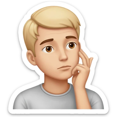 person thinking deeply with hand on chin sticker