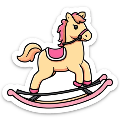 Rocking horse toy with gradient from pink to beige sticker