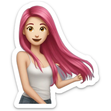 girl-long-straight-rosered-hair-throwing-confetti sticker