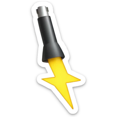electricity emoji, like shooting forward, in a straight line from right to left, cartoonish style, yellow lightning sticker