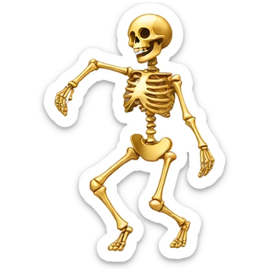 golden skeleton dancing sticker