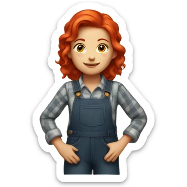 Farmer girl with red hair  sticker