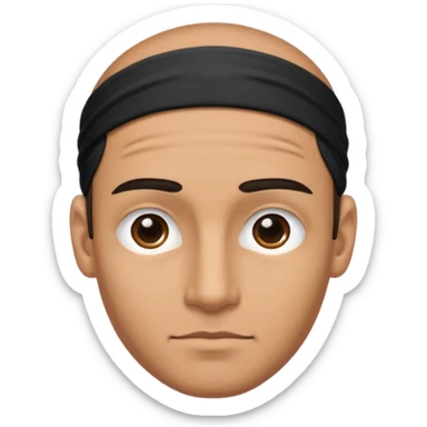 necesito la cara de un hombre con una vincha de color negro en la frente. la vincha tiene que ser angosta y tiene que estar en la frente del hombre, arriba de los ojos y abajo del pelo. sticker