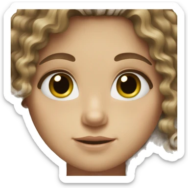Girl with pale skin, curly brown hair, and green eyes. sticker