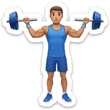 man with blue shorts doing side-lateral raise (T pose) with light dumbbells sticker