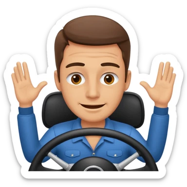 driver with simple face at steering wheel winking sticker