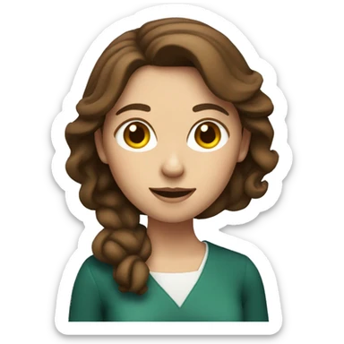 Female teacher with brown hair holding an apple  sticker