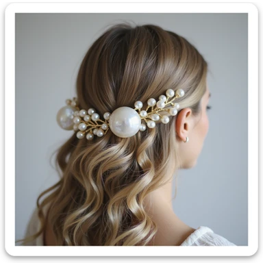 realistic hairclip made of mother of pearl, photorealistic style sticker