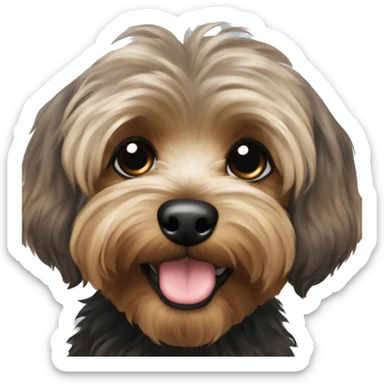 Yorkipoo with black and brown hair  sticker