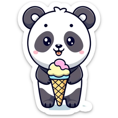 Panda with ice cream sticker