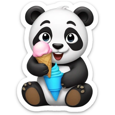 Panda eating ice cream sticker
