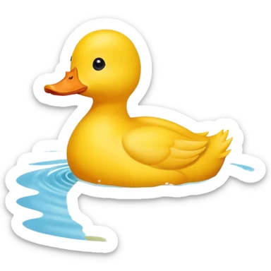 Yellow duck swimming in a lake sticker