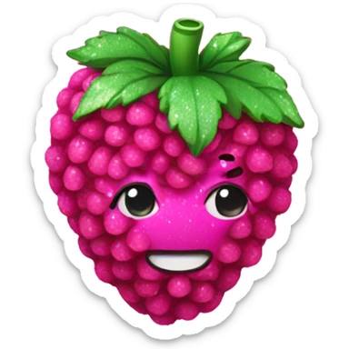 Hot pink raspberry with glitter  sticker