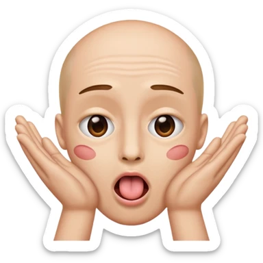 Two hands facing out in front of a face with its eyes open and tongue out sticker