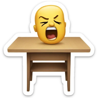 Crying with fist on a table sticker