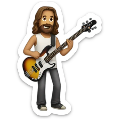 Jesus playing bass guitar sticker