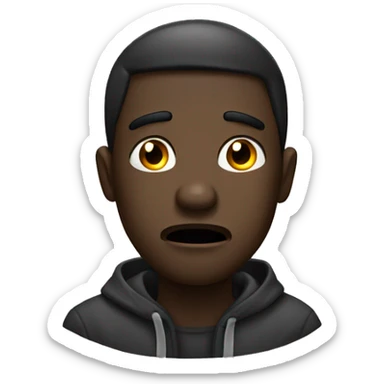 Dark-skinned man, he has tears, emoji. crying, roaring, sad. black. crying a lot. you can see tears in a stream sticker