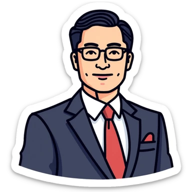 Asian businessman in suit, professional persona sticker
