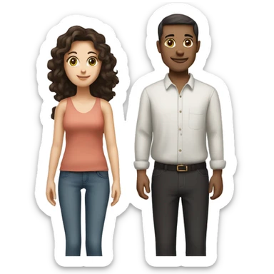 Man with brown hair and hazel green eyes and Woman with brown eyes and black hair both white skin and their 2 kids  sticker
